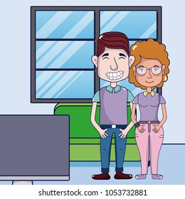 Cute and funny couple cartoons
