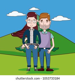 Cute and funny couple cartoons