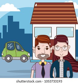 Cute and funny couple cartoons