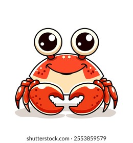 cute funny crab in linear style. flat vector illustration isolated on white background