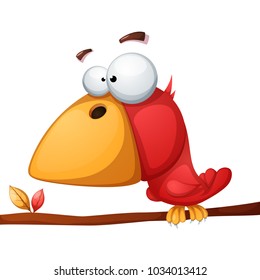 Cute, funny, crazy bird illustration Vector eps 10