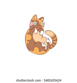 Cute funny crazy cat. Cartoon animal. Isolated vector object on white background.