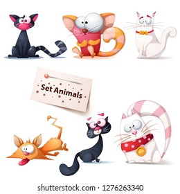 Cute, funny, crazy cat illustration Vector eps 10