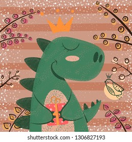 Cute, funny, crazy dinosaur characters Hand draw