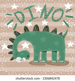 Cute, funny, crazy dinosaur characters Hand draw