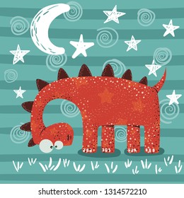 Cute, funny, crazy dinosaur characters Hand draw