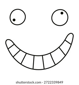 Cute funny crazy face isolated on transparent background. Hand drawn vector illustration. Line drawing. Cartoon character. Kid fashion, textile print, design element, clip art