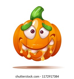 Cute, funny, crazy pumpkin characters. Halloween illustration Vector eps 10