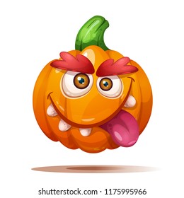 Cute, funny, crazy pumpkin characters. Halloween illustration Vector eps 10