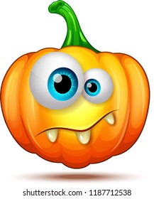 Cute, funny, crazy pumpkin characters. Halloween cartoon emoticon 