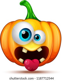Cute, funny, crazy pumpkin characters. Halloween cartoon emoticon 