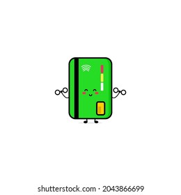 Cute funny credit card expression character. Vector hand drawn cartoon mascot character illustration icon. Isolated on white background. business character concept