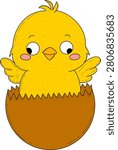 Cute and funny cross eyed chicken cartoon character illustration isolated on white background