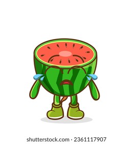 Curioso y triste personaje de la fruta de la sandía.