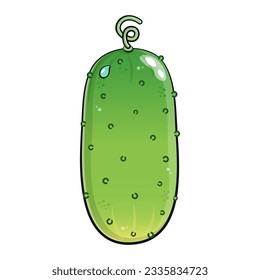 Cute funny Cucumber waving hand. Vector hand drawn cartoon kawaii character illustration icon. Isolated on white background. Happy Cucumber character concept