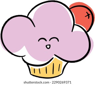 Cute Funny Cupcake Cartoon Characters in Cake and Frosting Cartoon