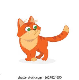 Cute, Funny and Curious Red Cat on a white background, vector