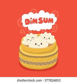 Cute funny dim sum characters