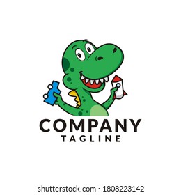 cute and funny dinosaur character illustration
