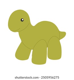 Cute funny dinosaur in kids doodle style. Happy smiling kawaii baby animal. Adorable lovely comic dino character. Childish childlike flat graphic vector illustration isolated on white background