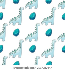 Cute funny dinosaur pattern. Print for cloth design, textile, wrapping paper