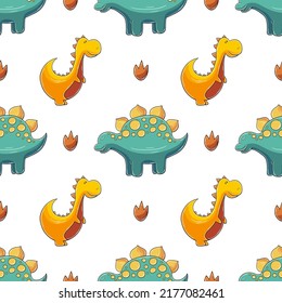 Cute funny dinosaur pattern. Print for cloth design, textile, wrapping paper