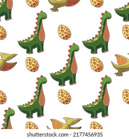 Cute funny dinosaur pattern. Print for cloth design, textile, wrapping paper