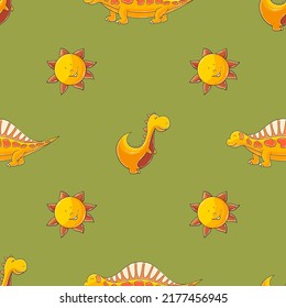 Cute funny dinosaur pattern. Print for cloth design, textile, wrapping paper