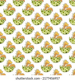 Cute funny dinosaur pattern. Print for cloth design, textile, wrapping paper