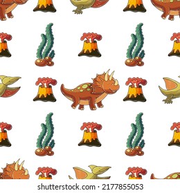 Cute funny dinosaur pattern. Print for cloth design, textile, wrapping paper