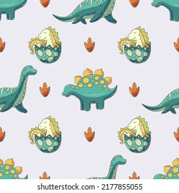 Cute funny dinosaur pattern. Print for cloth design, textile, wrapping paper