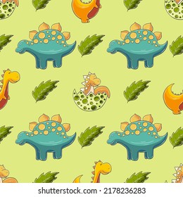 Cute funny dinosaur pattern. Print for cloth design, textile, wrapping paper