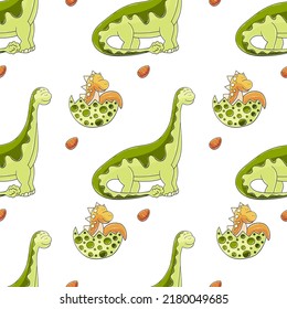 Cute funny dinosaur pattern. Print for cloth design, textile, wrapping paper