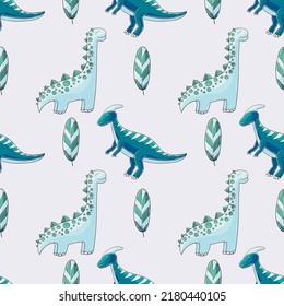 Cute funny dinosaur pattern. Print for cloth design, textile, wrapping paper