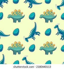 Cute funny dinosaur pattern. Print for cloth design, textile, wrapping paper