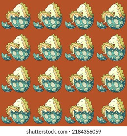 Cute funny dinosaur pattern. Print for cloth design, textile, wrapping paper