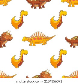 Cute funny dinosaur pattern. Print for cloth design, textile, wrapping paper