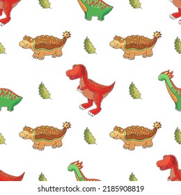 Cute funny dinosaur pattern. Print for cloth design, textile, wrapping paper