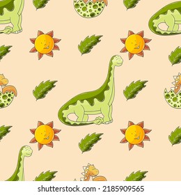 Cute funny dinosaur pattern. Print for cloth design, textile, wrapping paper