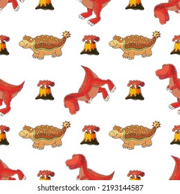 Cute funny dinosaur pattern. Print for cloth design, textile, wrapping paper