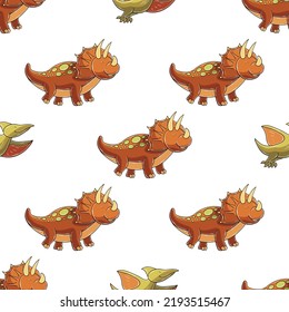 Cute funny dinosaur pattern. Print for cloth design, textile, wrapping paper