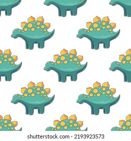Cute funny dinosaur pattern. Print for cloth design, textile, wrapping paper