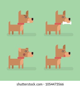 Cute funny dog corgi set with different emotions. Standing, eating, angry, shame, curiosity