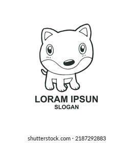 cute funny dog logo abstract vector, logo design for dog related business or print t-shirts, animals Funny Pets Illustration on white background