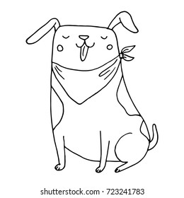 Cute funny dog vector hand drawn sketch. Smiling puppy illustration