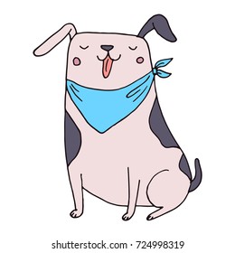 Cute funny dog vector hand drawn sketch. Smiling puppy illustration
