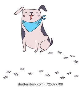 Cute funny dog vector hand drawn sketch. Smiling puppy illustration