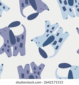 Cute and funny dogs vector set. Cartoon dog or puppy characters design collection with flat color in different poses, breed, retriever, husky. Set of funny pet animals isolated on white background