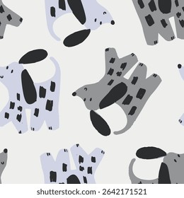 Cute and funny dogs vector set. Cartoon dog or puppy characters design collection with flat color in different poses, breed, retriever, husky. Set of funny pet animals isolated on white background