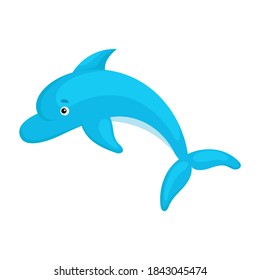 Hucha huella de delfín en fondo blanco. Caricatura oceánica animal para el diseño de álbum, scrapbook, tarjeta de saludo, invitación, decoración de pared. Ilustración plana del material vectorial de color.